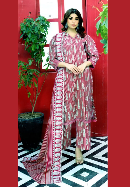 3PIECE UNSTITCHED DIGITAL PRINTED ALL OVER KHADDAR