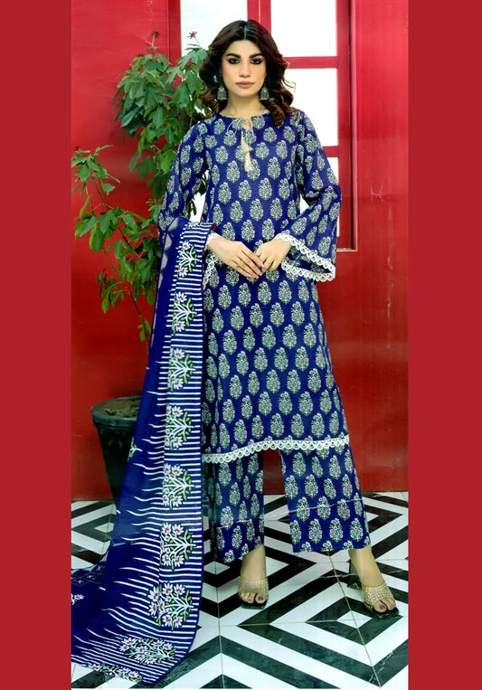 3PIECE UNSTITCHED DIGITAL PRINTED ALL OVER KHADDAR