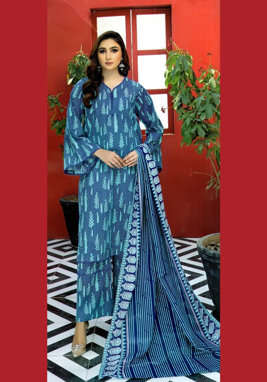 3PIECE UNSTITCHED DIGITAL PRINTED ALL OVER KHADDAR