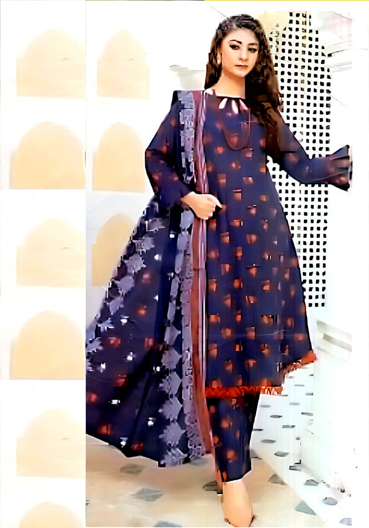 3PIECE UNSTITCHED DIGITAL PRINTED ALL OVER KHADDAR