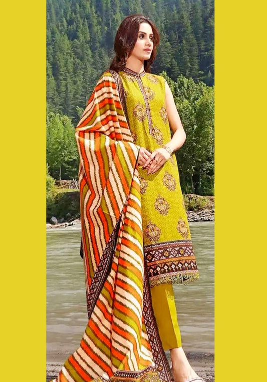 3PIECE UNSTITCHED DIGITAL PRINTED KHADDAR SUIT