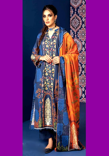 3PIECE UNSTITCHED DIGITAL PRINTED KHADDAR SUIT