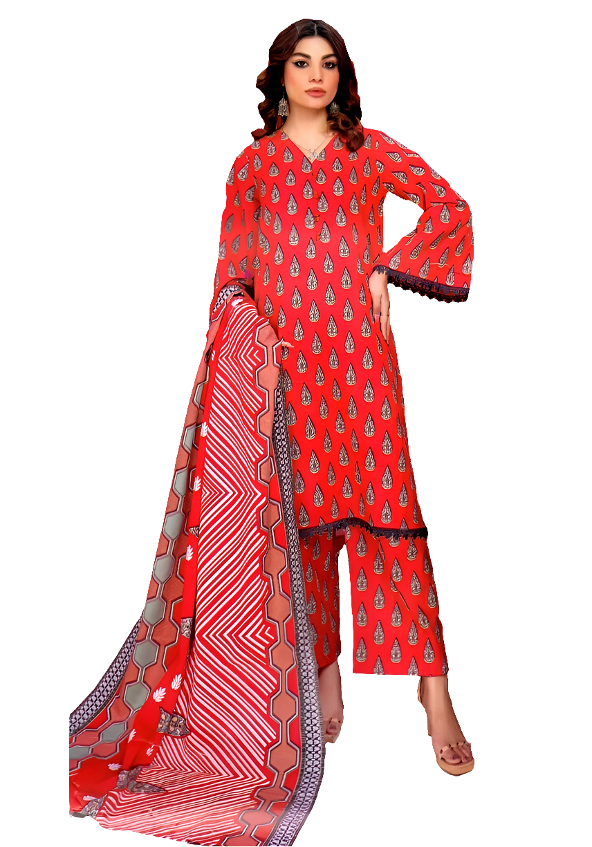 3PIECE UNSTITCHED DIGITAL PRINTED ALL OVER KHADDAR