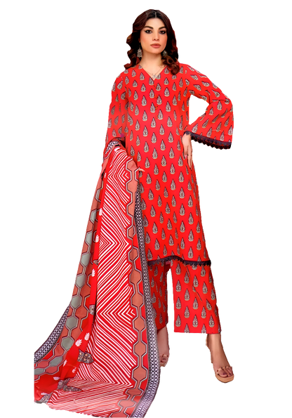 3PIECE UNSTITCHED DIGITAL PRINTED ALL OVER KHADDAR